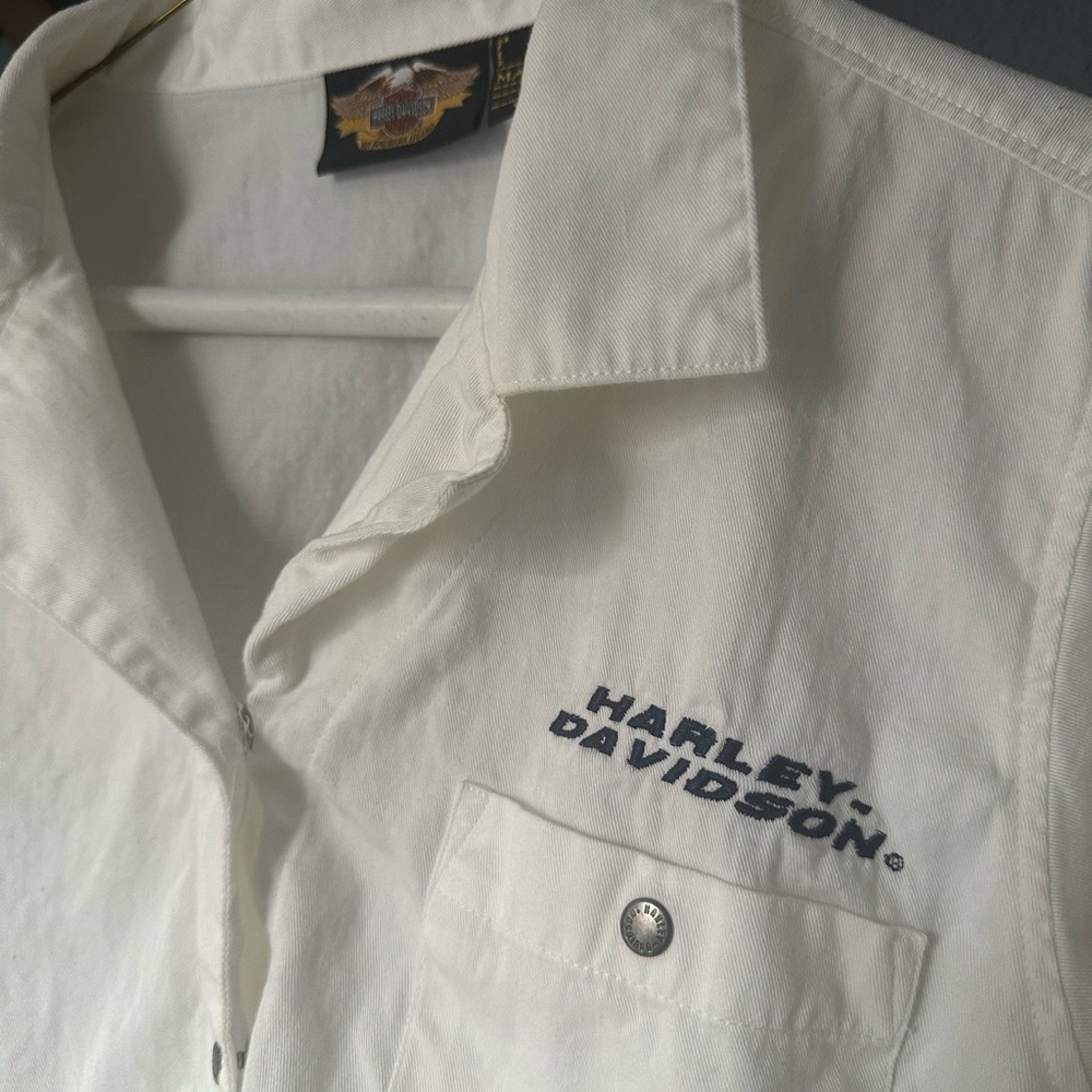 Harley-Davidson Women's White Button Down Shirt Embroidered Tie Front Size‎ M - Picture 3 of 14